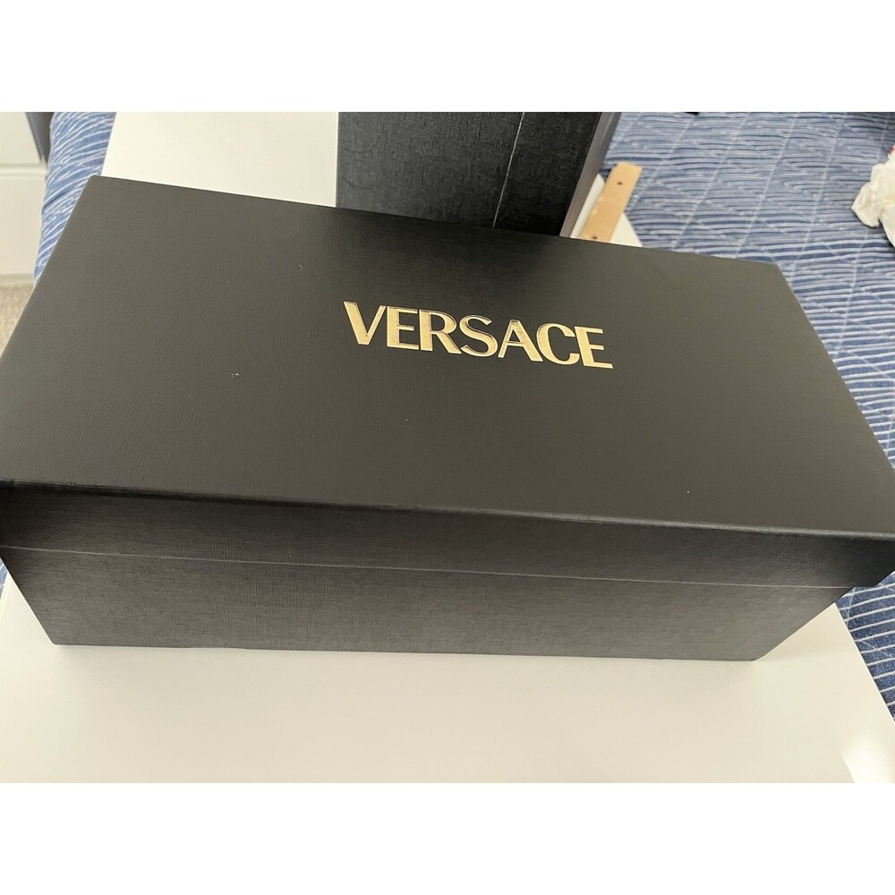 Versace Black Cardboard Gift Box with Lid, Solid Rectangle Designer Theme